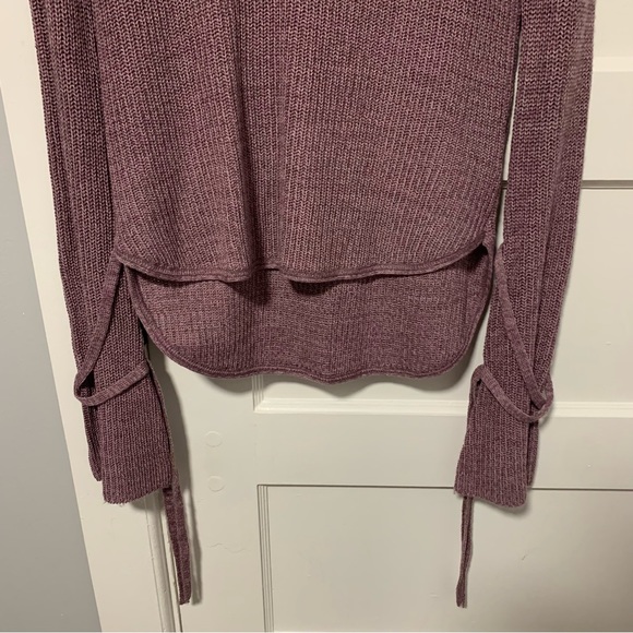 Express Cold Shoulder V-neck Bell Sleeve Sweater, Size XS, Color Purple - Picture 9 of 14